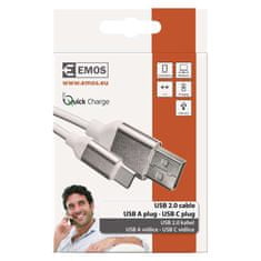 Emos Nabíjecí a datový kabel USB-A 2.0 / USB-C 2.0, 1 m, bílý