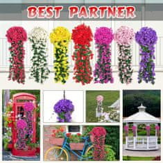Umělé květinové visící květiny, umělé visící květiny s přírodním vzhledem pro venkovní nebo vnitřní použití, na terasu, zahradu, balkon, svatby, oslavy, chodbu, 80cm, růžové barvy, HangingFlowers