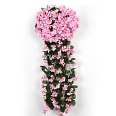 Umělé květinové visící květiny, umělé visící květiny s přírodním vzhledem pro venkovní nebo vnitřní použití, na terasu, zahradu, balkon, svatby, oslavy, chodbu, 80cm, růžové barvy, HangingFlowers