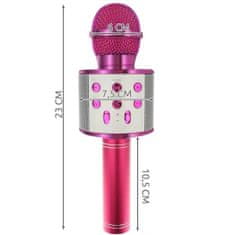 Bluetooth Karaoke mikrofon s reproduktorem, růžový