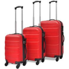 Vidaxl Sada tří skořepinových kufrů na kolečkách, červená