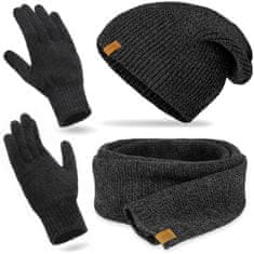 NANDY Pánská zimní souprava: čepice, šála, rukavice - tmavě šedá