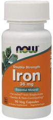 NOW Foods Iron Bisglycinate Double Strenght, železo chelát (Ferrochel), 36 mg, 90 rostlinných kapslí