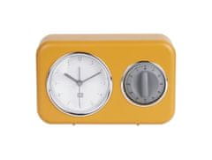 Present Time Kuchyňské hodiny s minutkou Nostalgia 17 cm žlutá Present Time