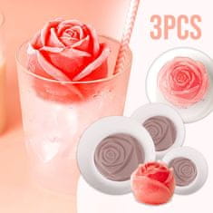 Sofistar Silikonové formičky na ledové kostky – růže (3 ks) malé, střední, velké kostky ledu