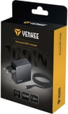 Yenkee síťová nabíječka YAU C100, USB-C, 100W, černá
