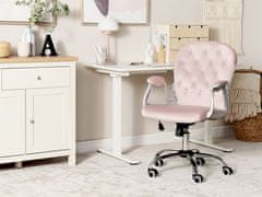 Beliani Otočná sametová kancelářská židle s křišťály růžová PRINCESS
