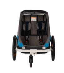 Hamax Vozík dvoumístný za kolo vč. ramena + kočárkový set Traveller Petrol Blue/Grey