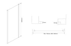 AQUALINE AMADEO boční stěna 900 mm, sklo Brick BTP90 - Aqualine