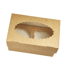 ECOFOL Papírová krabička EKO na muffiny 100x160x100 mm hnědá s okénkem bal/25 ks Balení: 25