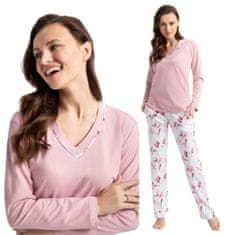 Luna Dámské pyžamo LUNA 675 pudrově růžová / bílo béžová s orientálními květy XL