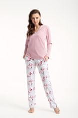 Luna Dámské pyžamo LUNA 675 pudrově růžová / bílo béžová s orientálními květy XL