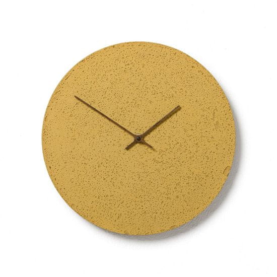 Clockies Betonové hodiny 30 cm - žluté/ořechové