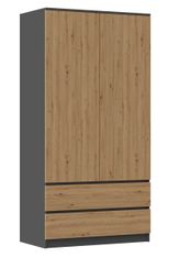 Topeshop Šatní skříň MALWA 90 cm antracit/dub artisan II