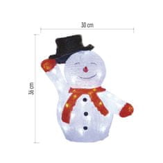 Emos LED vánoční sněhulák s kloboukem, 36 cm, venkovní i vnitřní, studená bílá, časovač