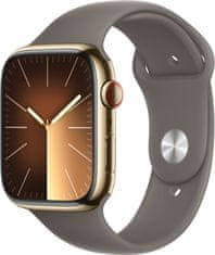 Apple Watch Series9, Cellular, 45mm, Gold Stainless Steel, Clay Sport Band - M/L
