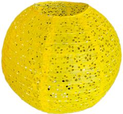 levnelampiony.eu Žlutý perforovaný kulatý lampion stínidlo průměr 35 cm motiv květina