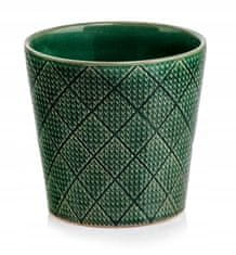 Polnix Ozdobný zelený keramický obal na květiny 13 x 13 cm