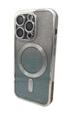 Forever Silikonové TPU pouzdro Mag Glitter Chrome pro iPhone 15 Pro Max stříbrné (TPUAPIP15UMGCTFOSI)