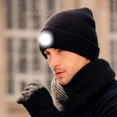 Netscroll 2x Univerzální čepice s LED světlem, zimní čepice, výborná viditelnost ve tmě, moderní design umožňuje osvětlení bez použití rukou, skvělá na běhání, kempování, rybaření, práci ve tmě, LightBeanie