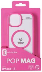 CellularLine Zadní kryt Pop Mag s podporou Magsafe pro Apple iPhone 15, čirý / růžový (POPMAGIPH15F)