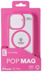 CellularLine Zadní kryt Pop Mag s podporou Magsafe pro Apple iPhone 15 Pro, čirý / růžový (POPMAGIPH15PROF)