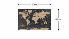 Allboards ALLboards magnetický obraz na stěnu bez rámu 60 x 90 cm - fotoobraz černá mapa světa