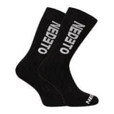 Nedeto 5PACK ponožky vysoké černé (5NDTP001-brand) - velikost M