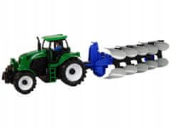 Lean-toys Zelený Traktor S Pluhem Farma