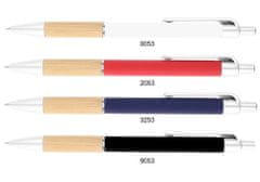 MPM QUALITY Hliníkové kuličkové pero Jigga, bílá/světlé dřevo