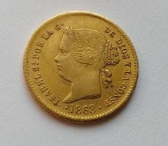 INTEREST Zlaté 2 Peso 1868 - Isabella II. Hodně vzácná RRR.