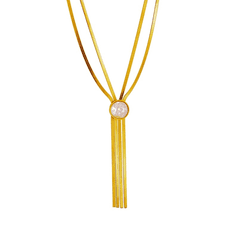 For Fun & Home Dlouhý elegantní náhrdelník z 18karátově pokovené chirurgické oceli, zlatý, délka 42 cm + 5 cm prodloužení
