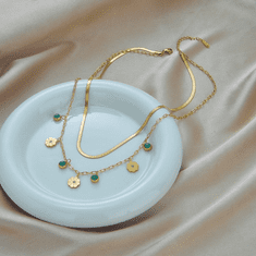 For Fun & Home Dvojitý náhrdelník s přívěsky Zlatý z chirurgické oceli