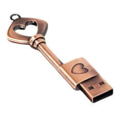 CTRL+C USB ve tvaru klíče SRDCE bronz, 64 GB, USB 2.0