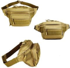 Camerazar Taktická vojenská taška s čtyřmi přihrádkami, odolný polyester 600D, rozměry 27x17x5-12 cm