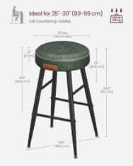 Artenat Barová židle Faux (SET 2 ks), syntetická kůže, 63 cm, zelená
