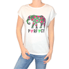 Dámské tričko bílý kulatý výstřih barevný slon, M Regular