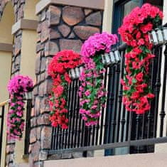 Netscroll Umělé květinové visící květiny, umělé visící květiny s přírodním vzhledem pro venkovní nebo vnitřní použití, na terasu, zahradu, balkon, svatby, oslavy, chodbu, 80cm, růžové barvy, HangingFlowers