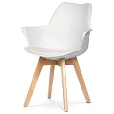 Autronic Moderní jídelní židle Židle jídelní, bílá plastová skořepina, sedák ekokůže, nohy masiv přírodní buk (CT-771 WT)