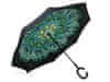 Obrácený deštník dvouvrstvý - zelená páv