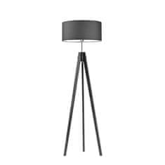 LYSNE.PL Moderní stojací lampa ze dřeva, lampa se stínidlem, E27, 60W, HAITI, šedý rám, grafitově šedá
