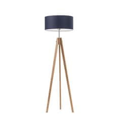 LYSNE.PL Dřevěná stojací lampa na čtení, stojací lampa do obývacího pokoje, E27, 60W, 230V, nožní spínač, HAITI, dubový rám, tmavě modrá