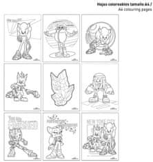 CurePink Kreativní set Sonic Prime|Ježek Sonic (omalovánky, pastelky, samolepky, blok|22 x 32 cm)