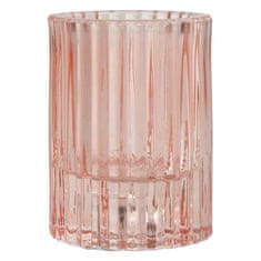 Homea Proužkovaný svícen z barvitého skla, ? 5,5 cm barva růžová