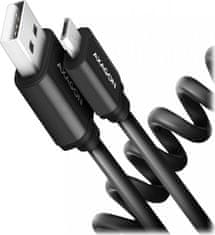 AXAGON datový a nabíjecí kabel TWISTSER USB-A na Micro USB / USB 2.0 / 2,4A / ALU / TPE / 0,6m / černý