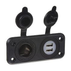 Stualarm Dvojitá zásuvka do panelu 1x CL + 2x nabíječka USB voděodolná (34524)