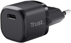 Trust síťový adaptér Maxo, USB-C, 20W, černá