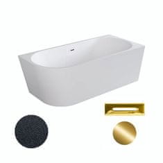 BPS-koupelny Akrylátová volně stojící rohová vana Zoya Glam G 150x75 (170x80) bílá/grafit