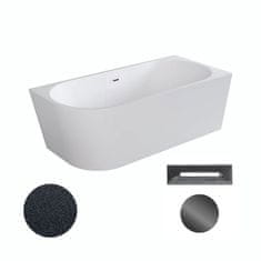 BPS-koupelny Akrylátová volně stojící rohová vana Zoya Glam G 150x75 (170x80) bílá/grafit