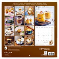 Presco Publishing NOTIQUE Poznámkový kalendář Káva 2025, voňavý, 30 x 30 cm